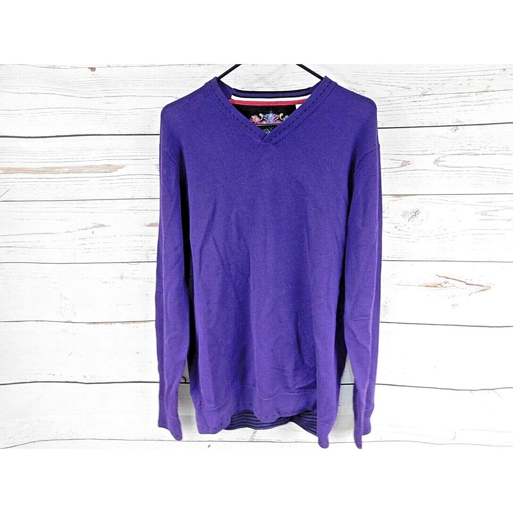 Robert Graham Knowledge Wisdom Truth Sweater M 100% Wool Purple *Excellent*